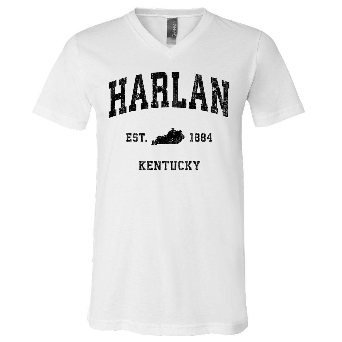 Harlan Kentucky KY Vintage Athletic Black Sports V-Neck T-Shirt