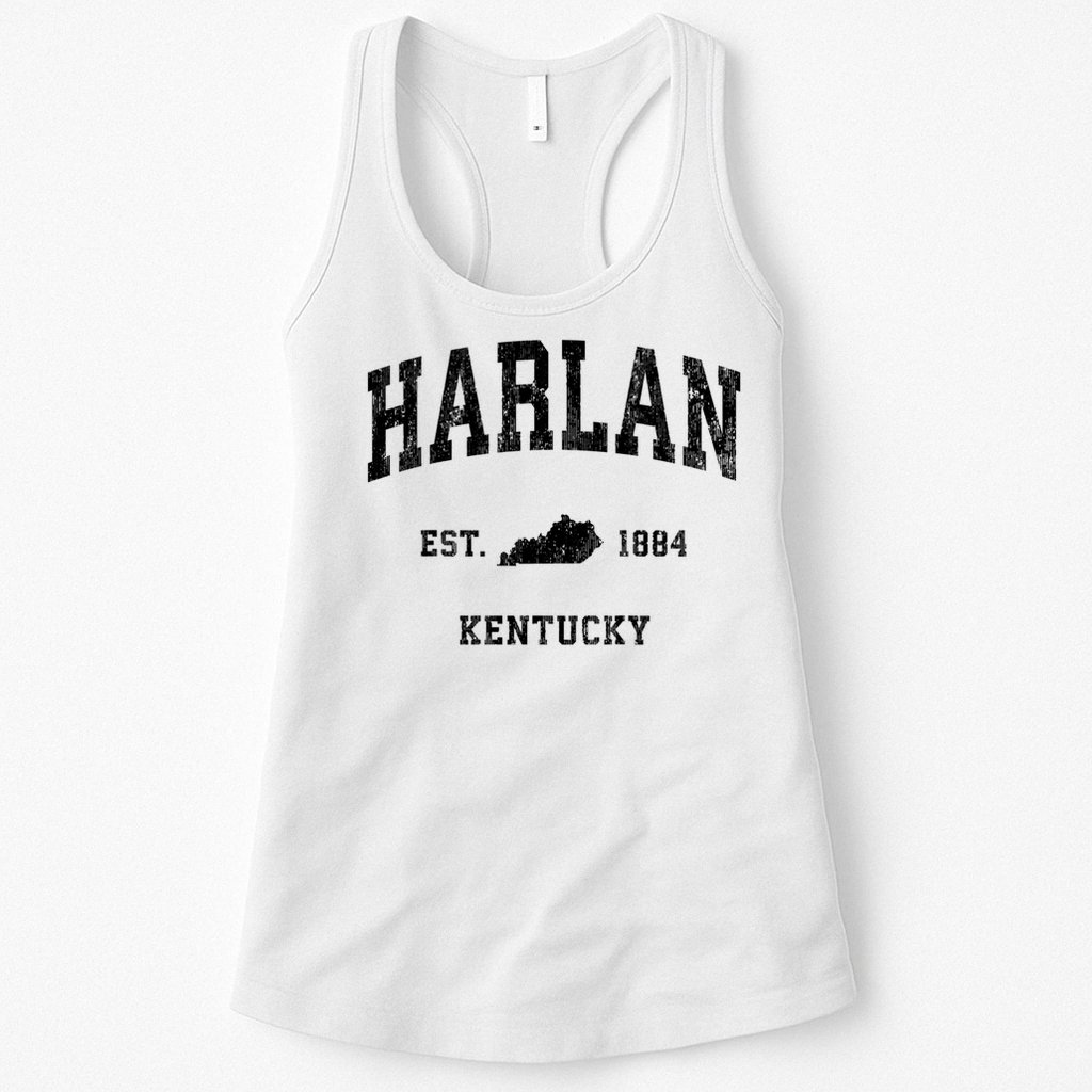 Harlan Kentucky KY Vintage Athletic Black Sports Womens Tank Top