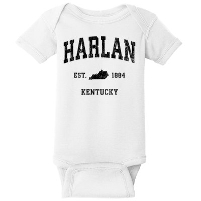 Harlan Kentucky KY Vintage Athletic Black Sports Baby Bodysuit