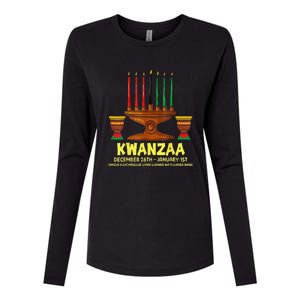 Happy Kwanzaa Kinara Candles African American Christmas Day Womens Cotton Relaxed Long Sleeve T-Shirt