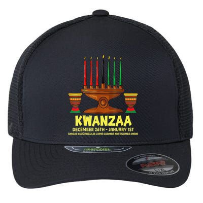 Happy Kwanzaa Kinara Candles African American Christmas Day Flexfit Unipanel Trucker Cap