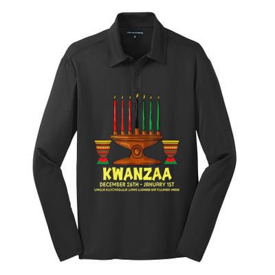 Happy Kwanzaa Kinara Candles African American Christmas Day Silk Touch Performance Long Sleeve Polo