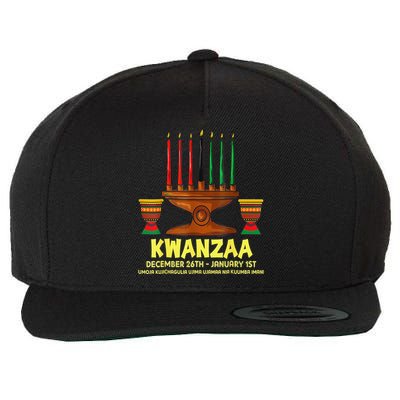 Happy Kwanzaa Kinara Candles African American Christmas Day Wool Snapback Cap