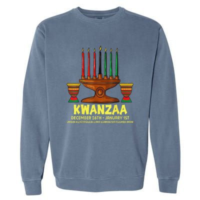 Happy Kwanzaa Kinara Candles African American Christmas Day Garment-Dyed Sweatshirt