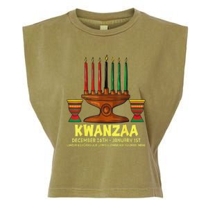 Happy Kwanzaa Kinara Candles African American Christmas Day Garment-Dyed Women's Muscle Tee