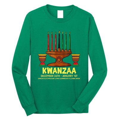 Happy Kwanzaa Kinara Candles African American Christmas Day Long Sleeve Shirt