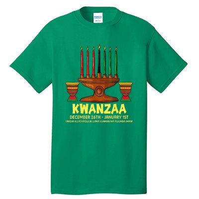 Happy Kwanzaa Kinara Candles African American Christmas Day Tall T-Shirt