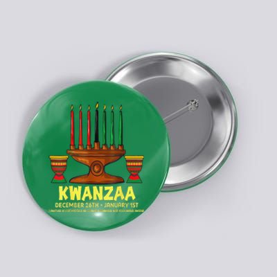 Happy Kwanzaa Kinara Candles African American Christmas Day Button