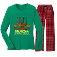 Happy Kwanzaa Kinara Candles African American Christmas Day Women's Long Sleeve Flannel Pajama Set 