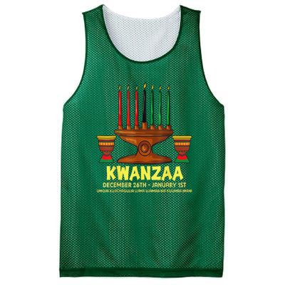 Happy Kwanzaa Kinara Candles African American Christmas Day Mesh Reversible Basketball Jersey Tank