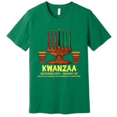 Happy Kwanzaa Kinara Candles African American Christmas Day Premium T-Shirt