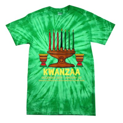 Happy Kwanzaa Kinara Candles African American Christmas Day Tie-Dye T-Shirt