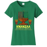 Happy Kwanzaa Kinara Candles African American Christmas Day Women's T-Shirt