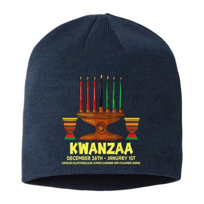 Happy Kwanzaa Kinara Candles African American Christmas Day Sustainable Beanie