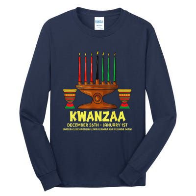 Happy Kwanzaa Kinara Candles African American Christmas Day Tall Long Sleeve T-Shirt