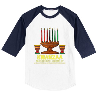 Happy Kwanzaa Kinara Candles African American Christmas Day Baseball Sleeve Shirt