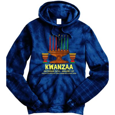 Happy Kwanzaa Kinara Candles African American Christmas Day Tie Dye Hoodie