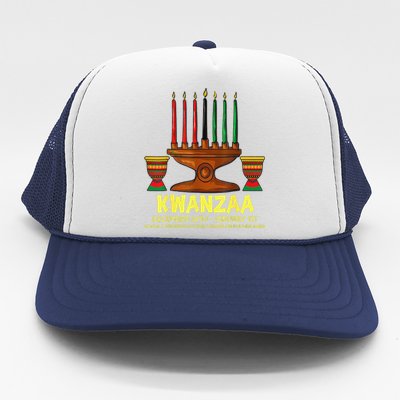 Happy Kwanzaa Kinara Candles African American Christmas Day Trucker Hat