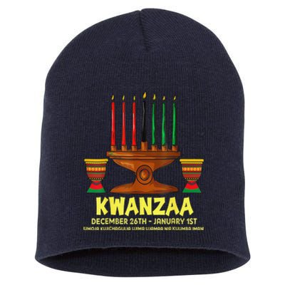 Happy Kwanzaa Kinara Candles African American Christmas Day Short Acrylic Beanie