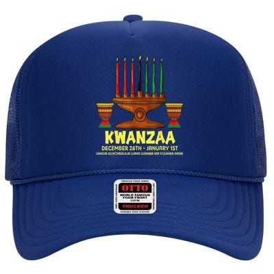 Happy Kwanzaa Kinara Candles African American Christmas Day High Crown Mesh Back Trucker Hat