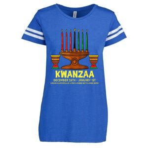 Happy Kwanzaa Kinara Candles African American Christmas Day Enza Ladies Jersey Football T-Shirt