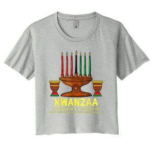 Happy Kwanzaa Kinara Candles African American Christmas Day Women's Crop Top Tee