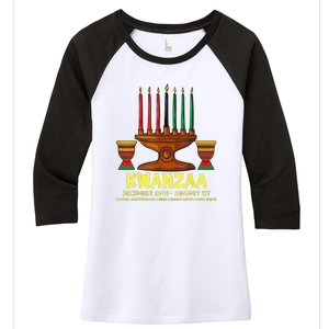 Happy Kwanzaa Kinara Candles African American Christmas Day Women's Tri-Blend 3/4-Sleeve Raglan Shirt