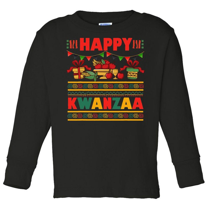 Happy Kwanzaa Kinara Candles African American Christmas Xmas Toddler Long Sleeve Shirt