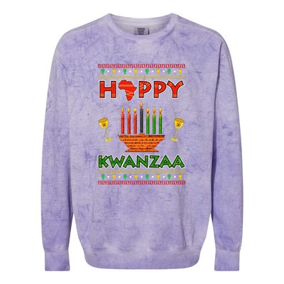 Happy Kwanzaa Kinara Candles African American Christmas Xmas Colorblast Crewneck Sweatshirt