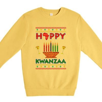 Happy Kwanzaa Kinara Candles African American Christmas Xmas Premium Crewneck Sweatshirt