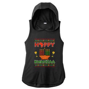 Happy Kwanzaa Kinara Candles African American Christmas Xmas Ladies PosiCharge Tri-Blend Wicking Draft Hoodie Tank