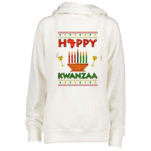 Happy Kwanzaa Kinara Candles African American Christmas Xmas Womens Funnel Neck Pullover Hood