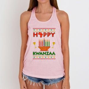 Happy Kwanzaa Kinara Candles African American Christmas Xmas Women's Knotted Racerback Tank