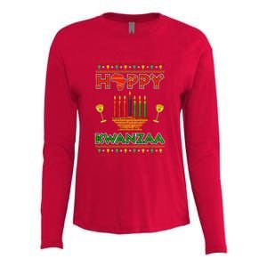 Happy Kwanzaa Kinara Candles African American Christmas Xmas Womens Cotton Relaxed Long Sleeve T-Shirt