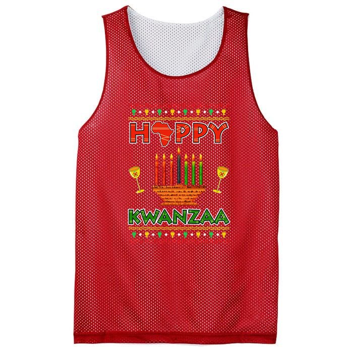 Happy Kwanzaa Kinara Candles African American Christmas Xmas Mesh Reversible Basketball Jersey Tank