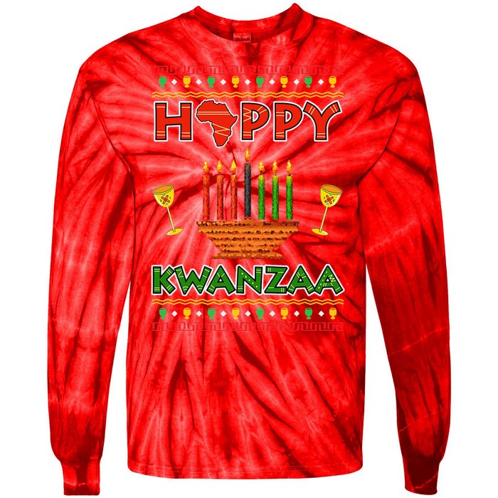 Happy Kwanzaa Kinara Candles African American Christmas Xmas Tie-Dye Long Sleeve Shirt