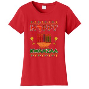 Happy Kwanzaa Kinara Candles African American Christmas Xmas Women's T-Shirt