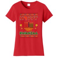 Happy Kwanzaa Kinara Candles African American Christmas Xmas Women's T-Shirt