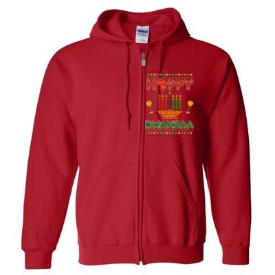 Happy Kwanzaa Kinara Candles African American Christmas Xmas Full Zip Hoodie