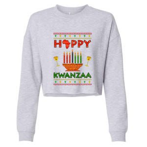 Happy Kwanzaa Kinara Candles African American Christmas Xmas Cropped Pullover Crew