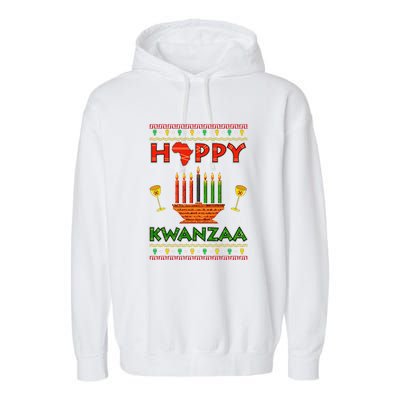 Happy Kwanzaa Kinara Candles African American Christmas Xmas Garment-Dyed Fleece Hoodie