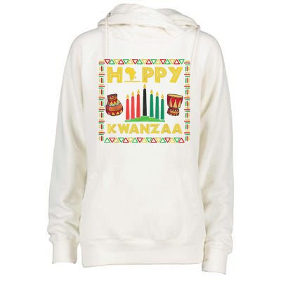 Happy Kwanzaa Kinara Candles Principles African American Womens Funnel Neck Pullover Hood