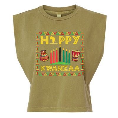 Happy Kwanzaa Kinara Candles Principles African American Garment-Dyed Women's Muscle Tee