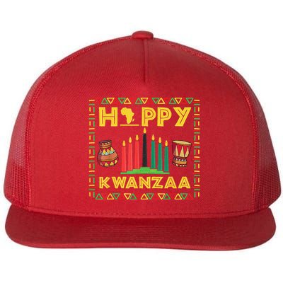 Happy Kwanzaa Kinara Candles Principles African American Flat Bill Trucker Hat