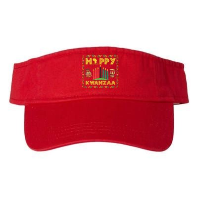 Happy Kwanzaa Kinara Candles Principles African American Valucap Bio-Washed Visor