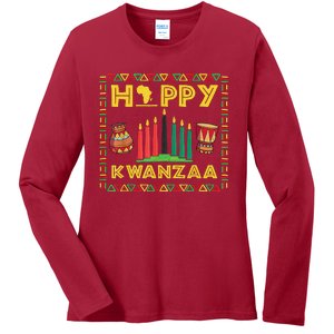 Happy Kwanzaa Kinara Candles Principles African American Ladies Long Sleeve Shirt