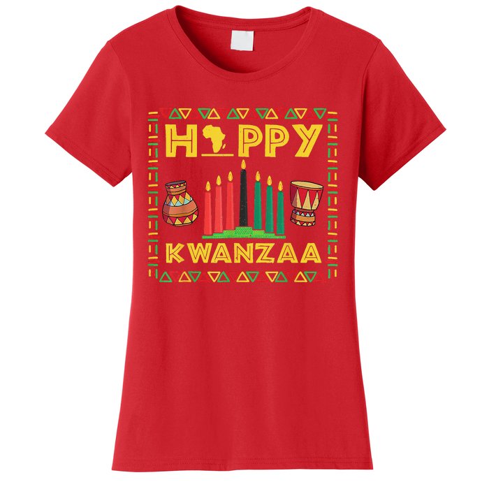 Happy Kwanzaa Kinara Candles Principles African American Women's T-Shirt