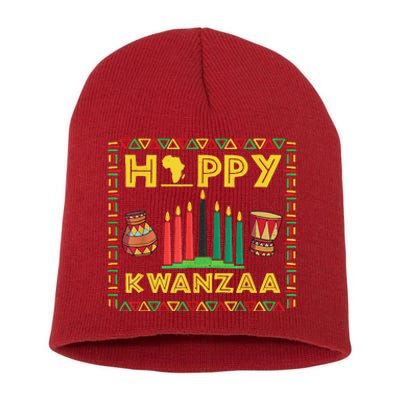 Happy Kwanzaa Kinara Candles Principles African American Short Acrylic Beanie