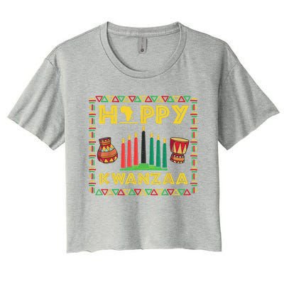 Happy Kwanzaa Kinara Candles Principles African American Women's Crop Top Tee