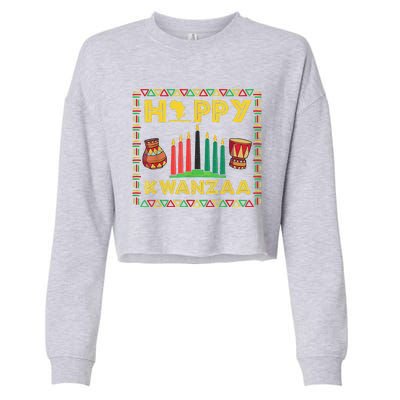 Happy Kwanzaa Kinara Candles Principles African American Cropped Pullover Crew